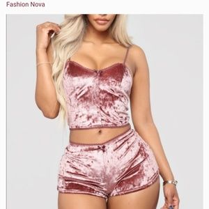 Fashion nova velvet pajama set